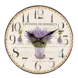 Wanduhr, Vintage Küchenuhr Lavendel, Romantische Uhr im Landhausstil Ø 28 cm