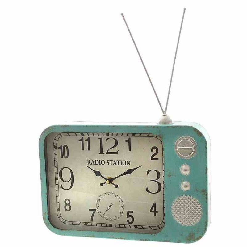 Retro Wanduhr, Tischuhr, 50iger Jahre Uhr im Metallgehäuse wie ein altes Radio
