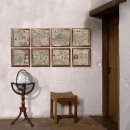 Renaissance Weltkarte Historische Karte auf 8 Blättern, montiert 160 x 75 cm