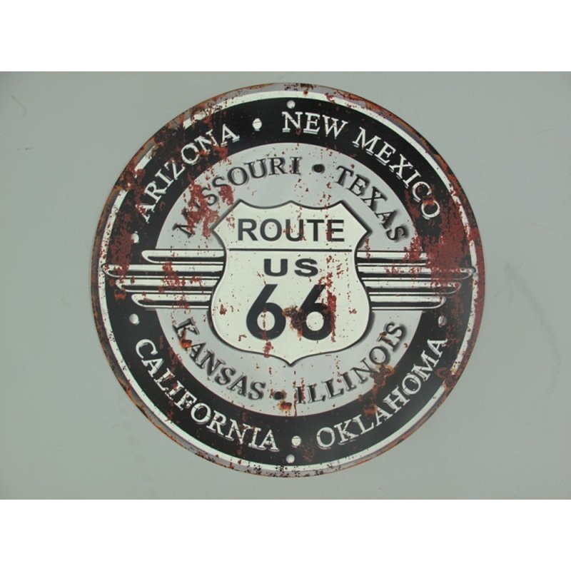 Blechschild, Reklameschild Route US 66 und Bundesstaaten Wandschild 30 cm