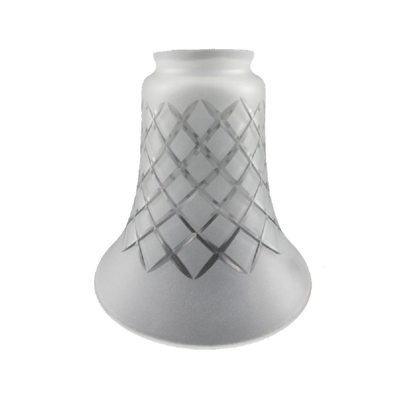 Lampenschirm mit Schliffdekor Farbloses Lampen-Glas satiniert mit glattem Rand