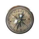 Kompass, Kartentisch-Kompass mit gewölbtem Deckelglas in edlem Altmessinggehäuse