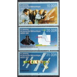 DDR Nr.3190/92 ** Weltraumflug der DDR 1988, postfrisch