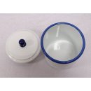 Emaille Vorratsdose, Küchenbehälter mit Deckel, Weiß- Blau 15 cm