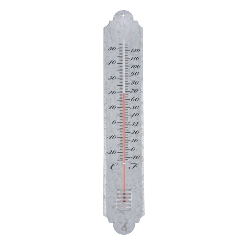 Gründerzeit Thermometer für Haus & Garten aus gealtertem Zink 50 cm.