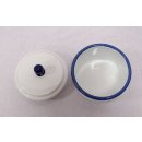 Emaille Vorratsdose, Küchenbehälter mit Deckel, Weiß- Blau 10 cm