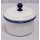 Emaille Vorratsdose, Küchenbehälter mit Deckel, Weiß- Blau 10 cm