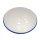 Emaille Snackschale, Anbietschale mit geneigter Öffnung, Weiß blauer Rand 21 cm