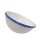 Emaille Snackschale, Anbietschale mit geneigter Öffnung, Weiß blauer Rand 21 cm