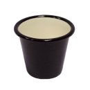 Emaille Becher, Konischer Milchbecher, Trinkbecher Creme Schwarz 6 cm