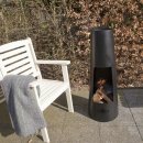 Terrassenofen, Gartenkamin, Outdoor Kamin mit Brennrost aus Eisen Schwarz