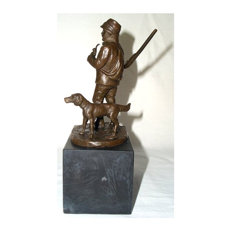 sign Th.Rigel G240: Bronzefigur Jäger mit Hund 