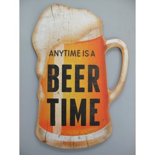 Reklameschild, Wandschild, Anytime is a Beer Time Gastro Schild 40x30 cm