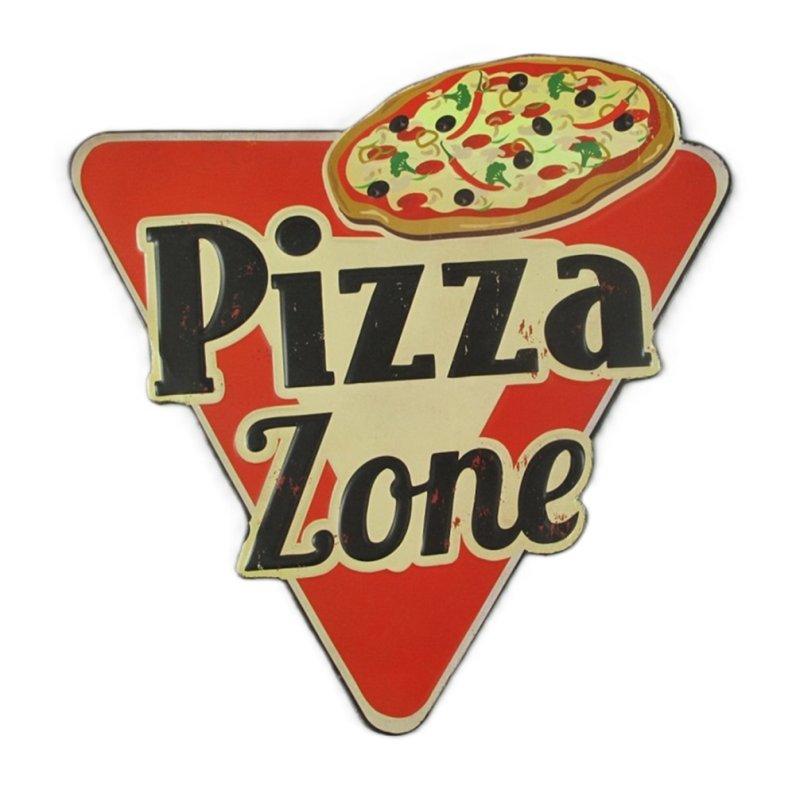 Blechschild, Reklameschild Pizza Zone, Gastro Wandschild, Schild 31x30 cm
