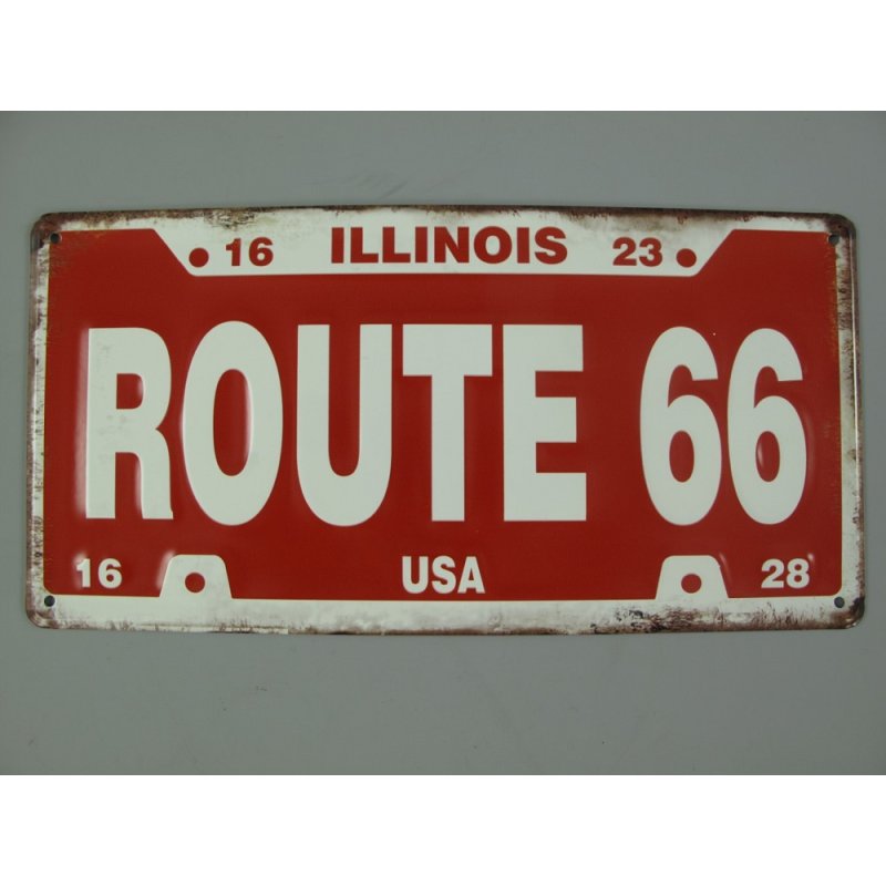 Blechschild Nostalgie Route 66 Illinois Deko USA 16 x 30 cm 