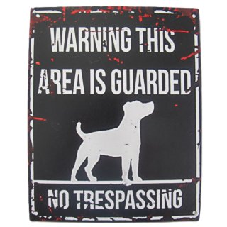 Blechschild Reklameschild No Trespassing Hunde Warn Schild, Wandschild 25x20 cm