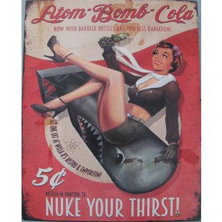 Blechschild, Reklameschild Nuke Your Thirst Cola Wandschild, Schild 25x20 cm