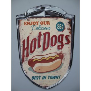 Blechschild, Reklameschild Hot Dogs Best in Town Gastro Wandschild 35x25 cm