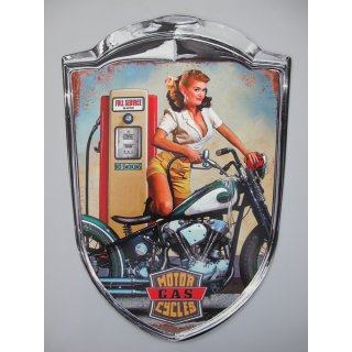 Blechschild, Reklameschild Motor Cycles Pin Up Girl Wandschild, Schild 35x25 cm