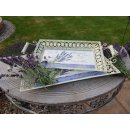 Tablett Set mit Lavendel Motiv, 2 Deko Tabletts aus Metall im Landhausstil