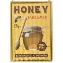 Blechschild gewellt, Wandschild Honig, Honey for sale...