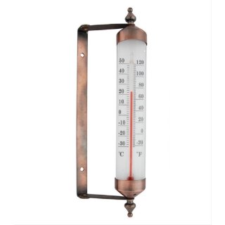 Fenster Thermometer in Retroform, Antikes Außenthermometer aus Kupfer