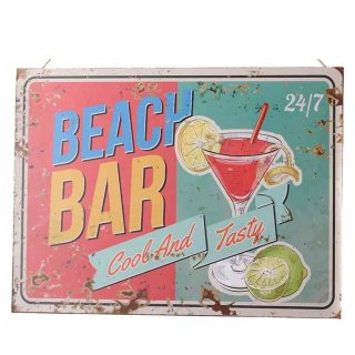 Blechschild, Wandschild, Beach Bar, Werbeschild Coole Cocktails 30x40 cm