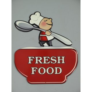 Blechschild, Reklameschild, Fresh Food, Gastro Wandschild 46x39 cm