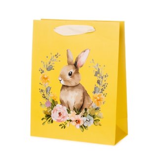 Geschenktüten, Papiertüten, Tragetaschen, 10 Stück, Ostern Hase mit Blumen
