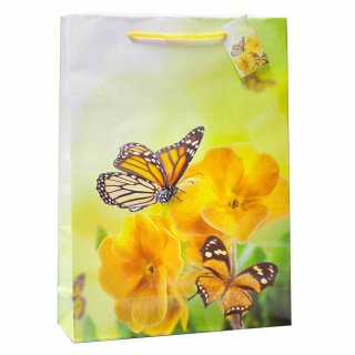 Geschenktüten, Papiertüten, 10 Stück, Gelbe Primel und Schmetterlinge