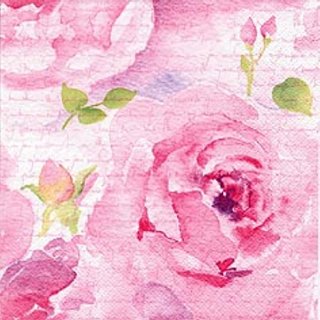 20 Servietten, Rosengruß, Aquarell Rosen, Rosenblüten 33x33 cm