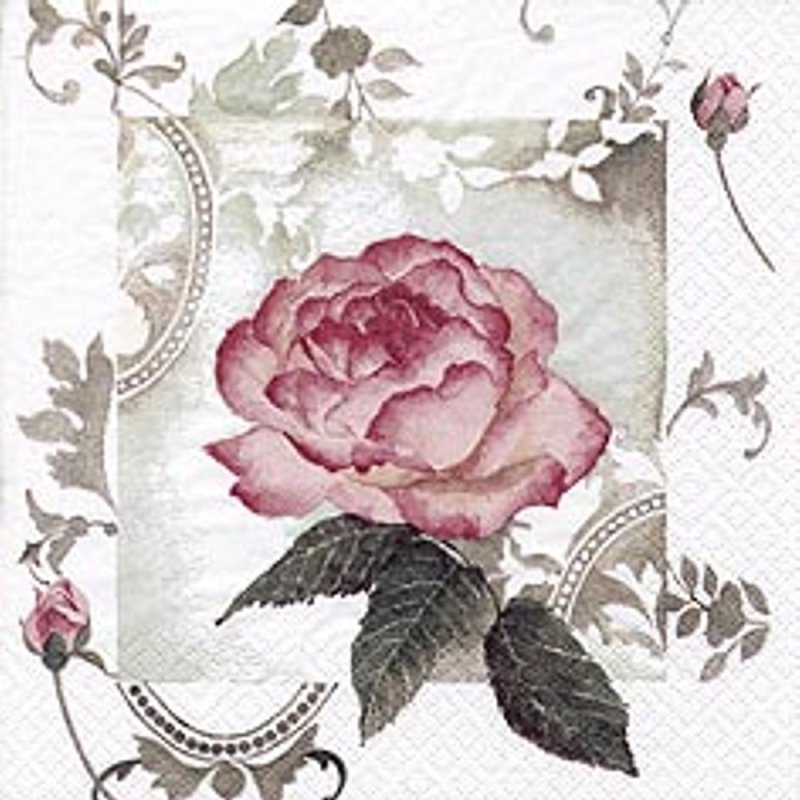 Servietten 20 Stück, Bezaubernde Vintage Rose, Barock Rose 33x33 cm