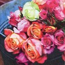 20 Servietten, Rosen auf dem Markt, Bunter...