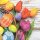 20 Serviette, Ostern, Frühling, Bunte Eier im Korb und Tulpen 33x33 cm