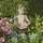 Barock Gartenfigur, Statue, Mädchen mit Vogelfutterschale aus bemooster Keramik