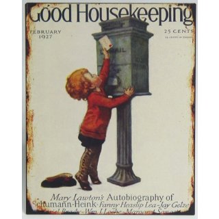 Blechschild, Reklameschild Good Housekeeping Kind am Briefkasten Schild 25x20 cm