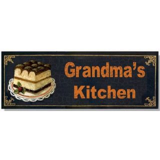 Blechschild, Reklameschild Grandmas Kitchen und Torte, Gastro Schild 13x36 cm