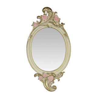 Spiegel, Wandspiegel im Barock Stil mit Rosen und Rocaillien, Gold und Rosa