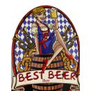 Blechschild Reklameschild Best Beer Here mit Beer Girl Gastro Schild 65x45 cm