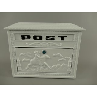 Wandbriefkasten, Briefkasten im Antikstil, Retro Briefkasten, Aluminium, Weiß