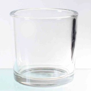 Glastopf, Windlicht-Glas, dickwandiges Teelicht Glas 14 cm