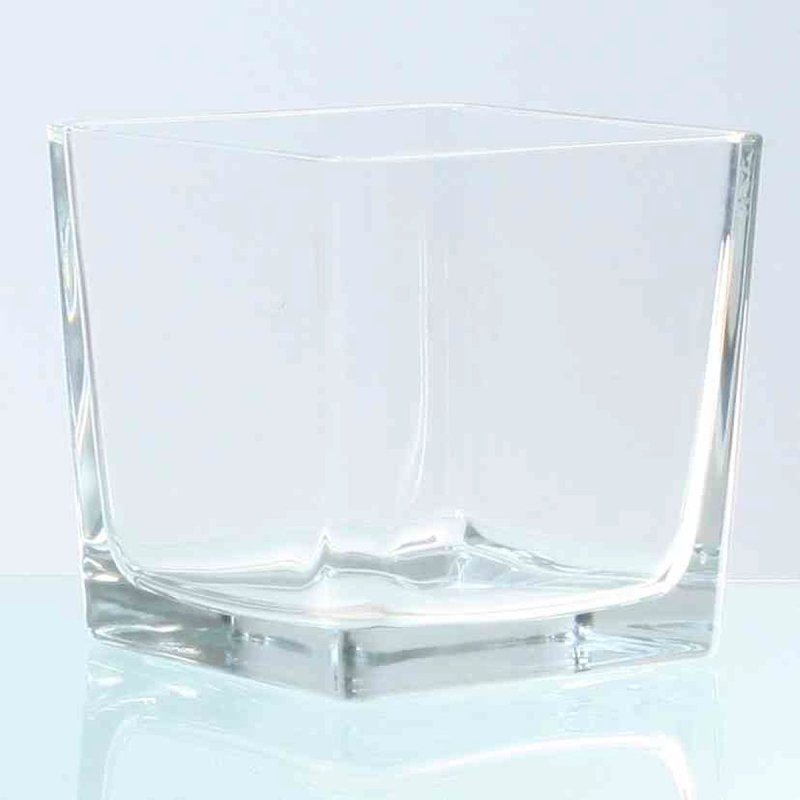 Windlicht-Glas, Glastopf Kubus, Aufbewahrungsglas, dickwandiges Deko Glas
