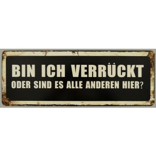 Blechschild, Reklameschild, Bin Ich Verrückt, Sprüche Wandschild 13x36 cm
