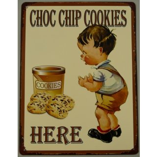 Blechschild, Reklameschild, Choc Chip Cookies, Kinder Wandschild 33x25 cm
