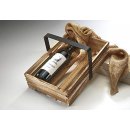 Tragekiste, Wein Kiste, Kleine Flaschen Lagerkiste, Holz natur, Metallhenkel