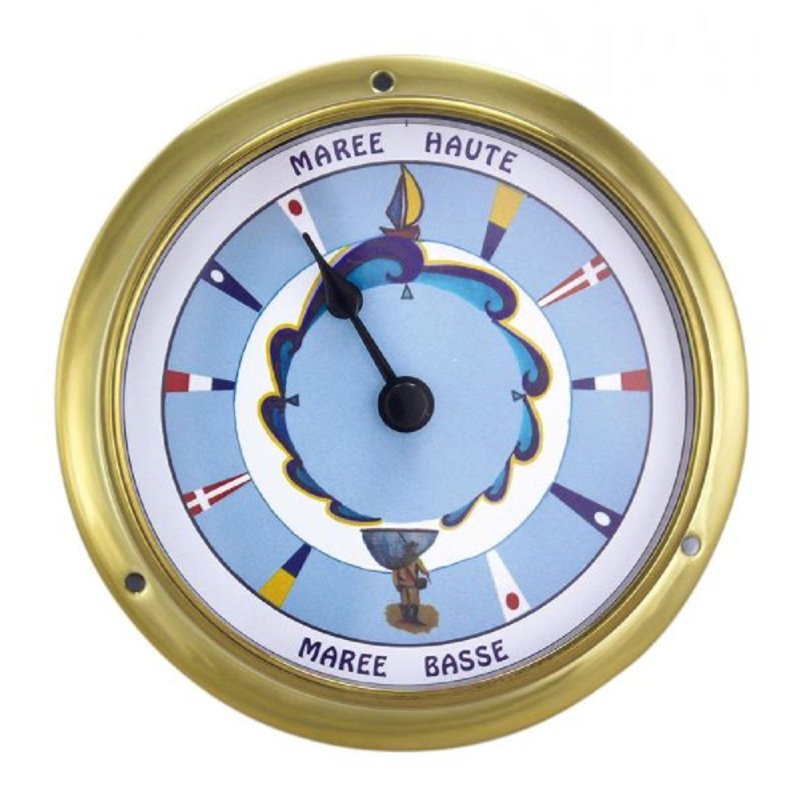 Maritime Tide Uhr im Messing Gehäuse Ø 12 cm Tidenuhr Schiffsuhr 