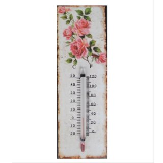 Rosen Thermometer, Blech Thermometer mit Rosenblüten, Wandthermometer