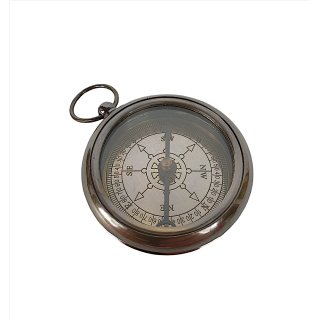 Altmessing Kompass, Taschenkompass, maritimer Pocket Kompass, Magnetkompass