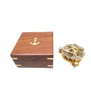 Sundial Kompass, maritimer Sonnenuhr Kompass aus Messing in edler Holzbox