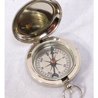 Sprungdeckel Kompass, Magnet Kompass, Taschenuhren Kompass, Messing verchromt